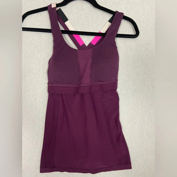 Lululemon Athletica  Stuff Your Bra cross cross Tank Pink Plum - Picture 7 of 13